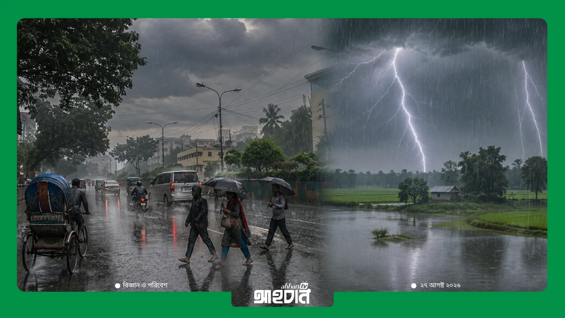 ঢাকাসহ দেশের বিভিন্ন অঞ্চলে আজ বৃষ্টি ও বজ্রবৃষ্টির আভাস